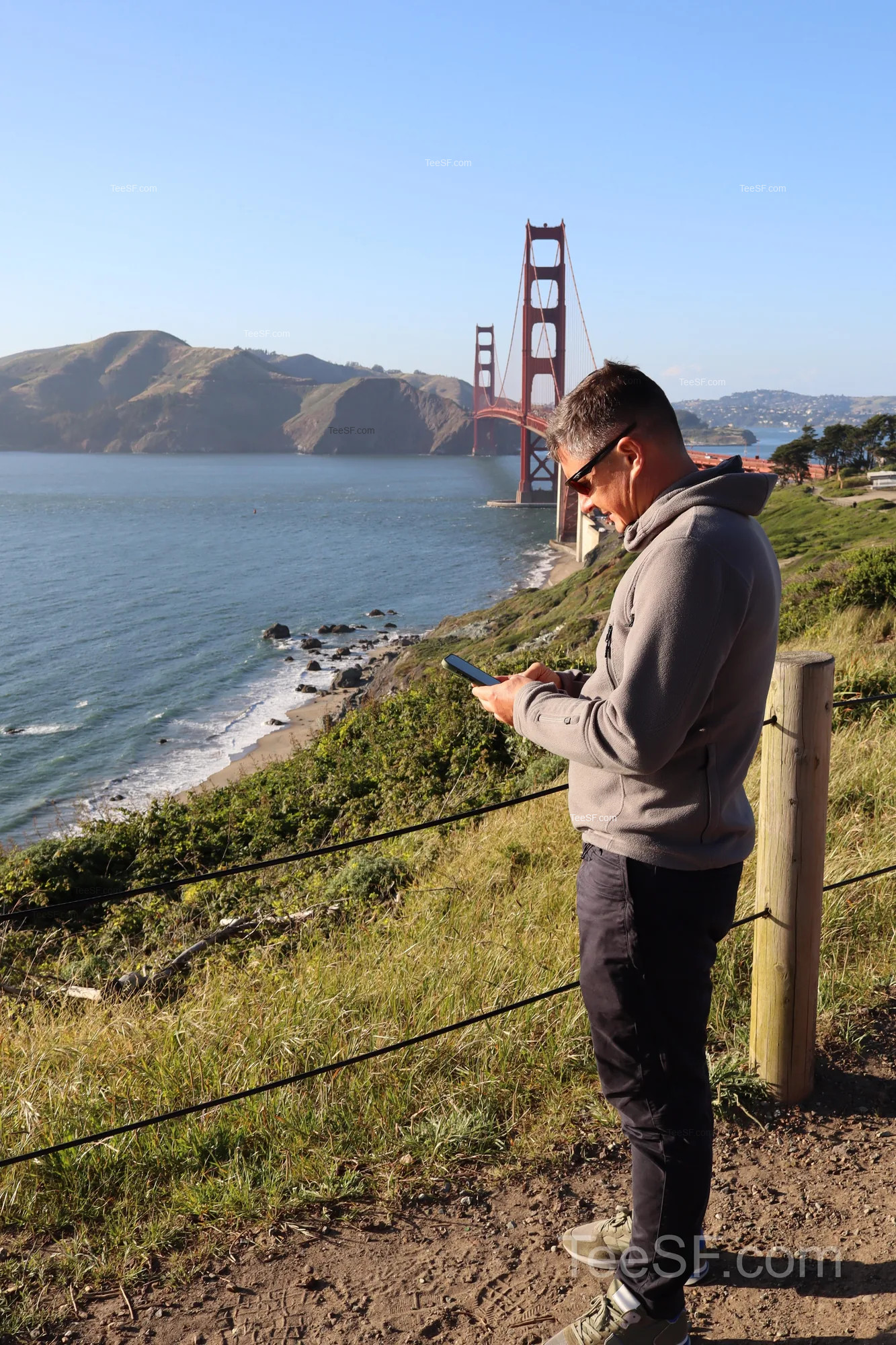 golden Gate Bridge Overlook Selfie during a Stripe Sessions 2026 visit in San Francisco.